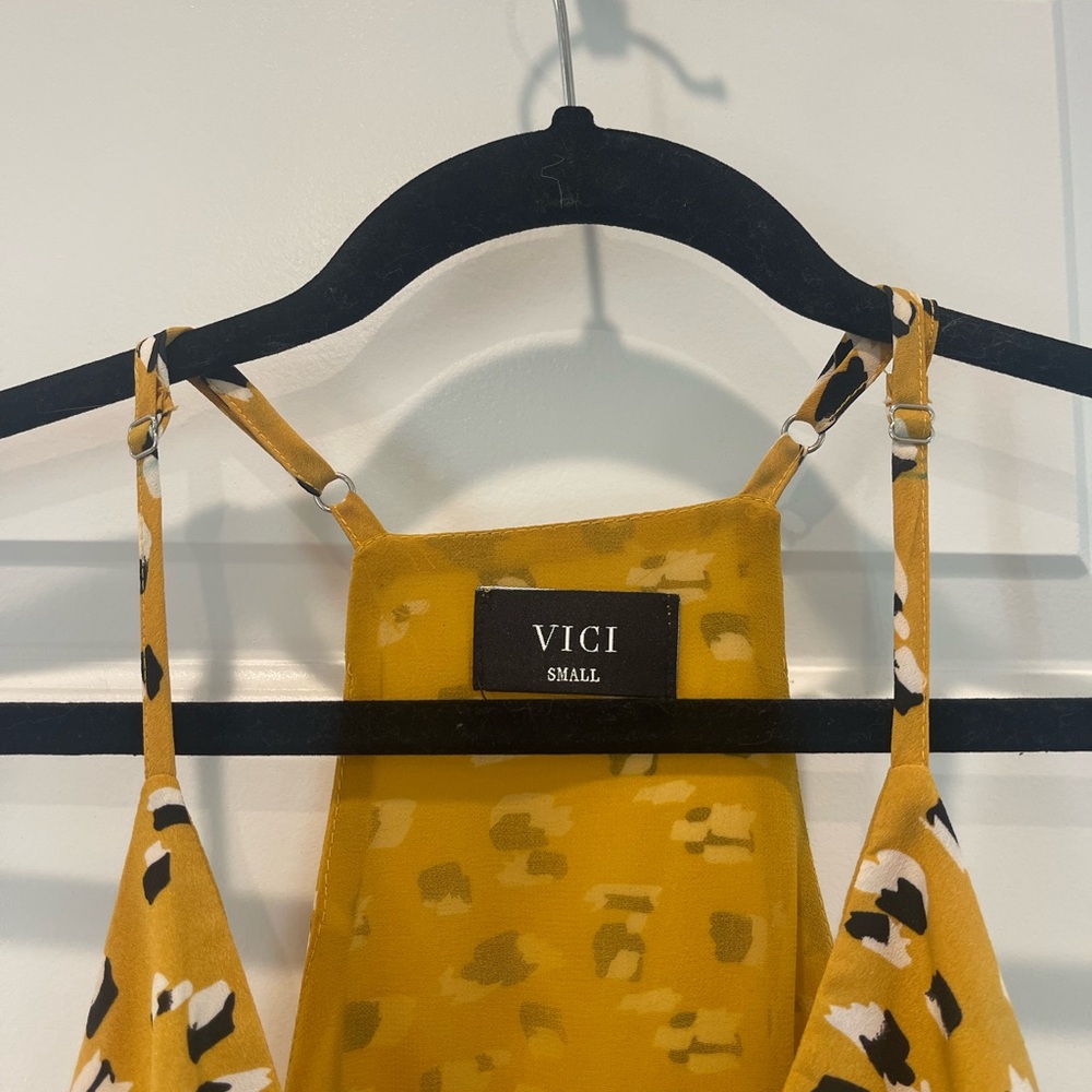 Vici Mustard Patterned Ruffle Camisole - image 2